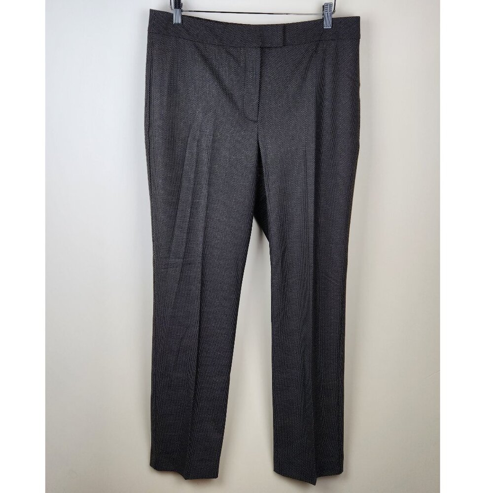 Talbots Black Micro Polka Dot Wide Leg Slacks Pants sz 12 Office Career